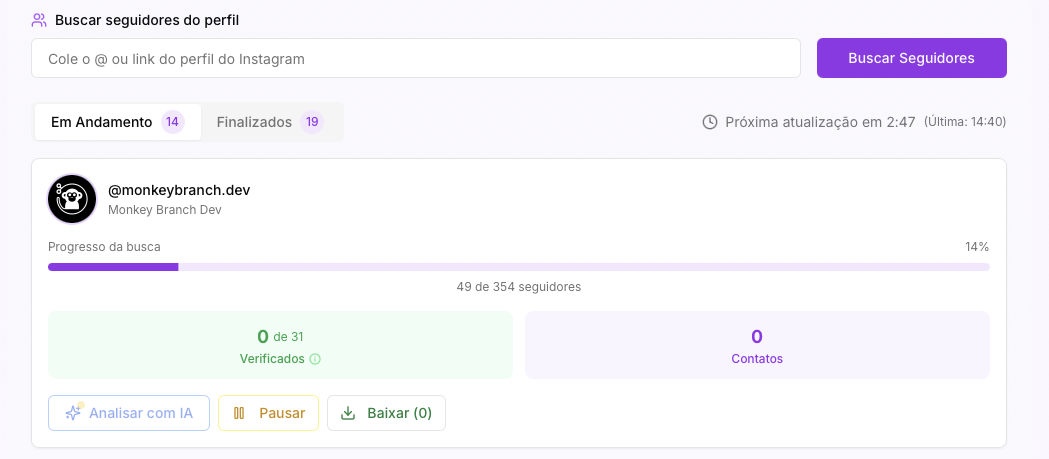 Processamento de perfis