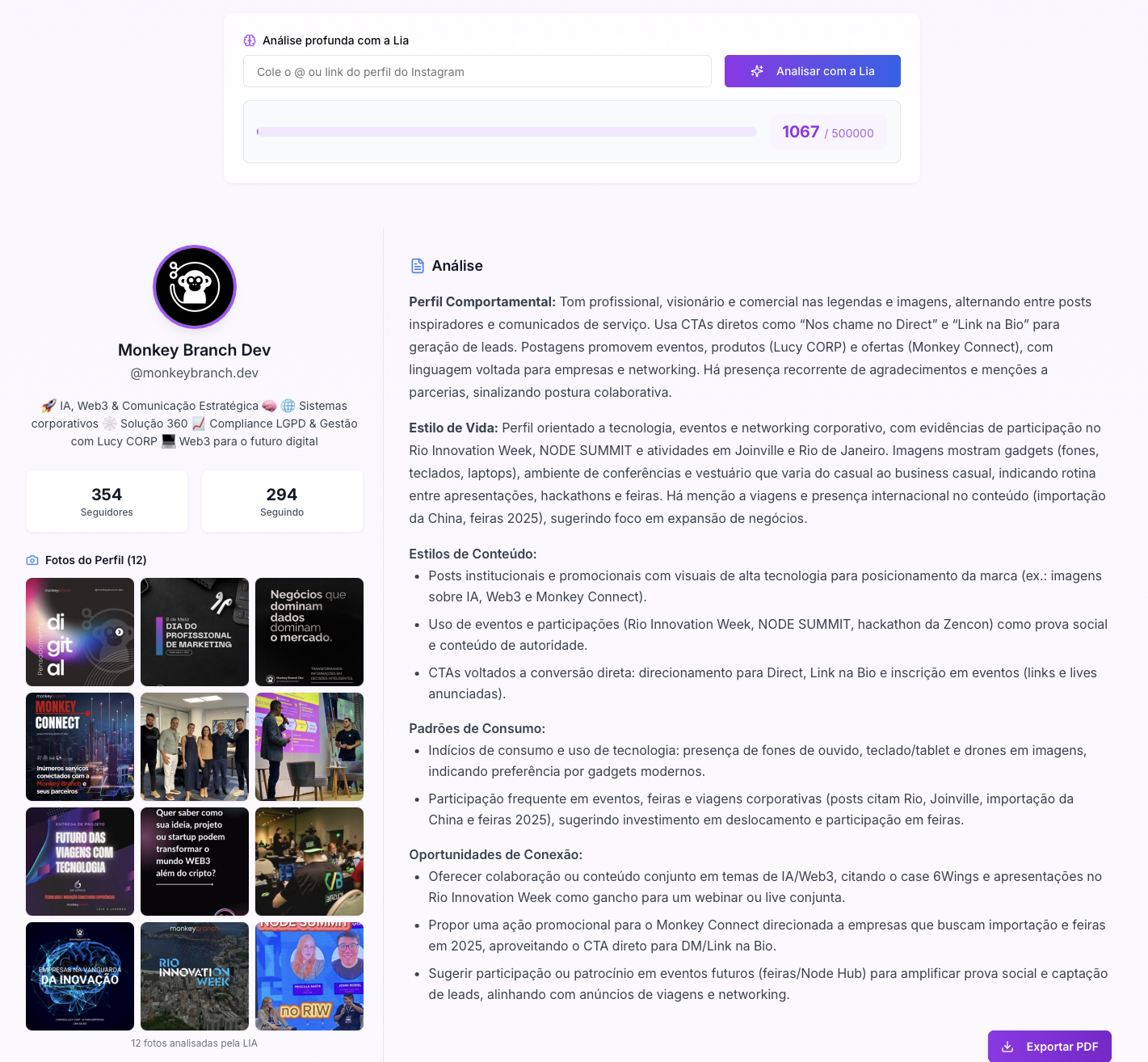 Resultado da análise completa